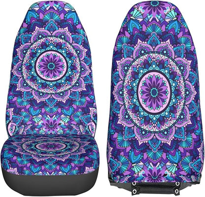 Foruidea Bohemian Style Mandala Print Car Seat Covers Universal 2 Pcs Auto Front Seat Cover Fit Most Cars,SUV,Sedan,Trucks