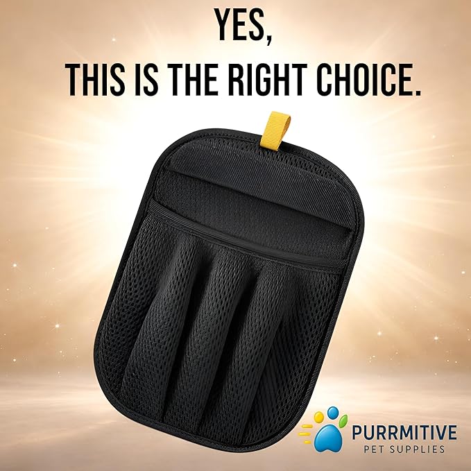 Purrmitive Upgraded Pet Hair Removal Gloves for Cats & Dogs, Five-Finger Electrostatic Reusable Magic Brush for Effortless Pet Hair Remover Tool on Carpet, Clothing, Laundry, Couch, Car Seat (Black)