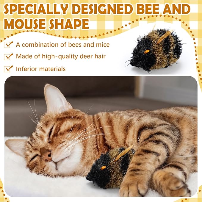 5 Pcs Cat Lures Deer Fur Cat Toys Insects Bee Deer Fur Cats Wand Attachments for Kitten Cats Wand Interactive Teaser