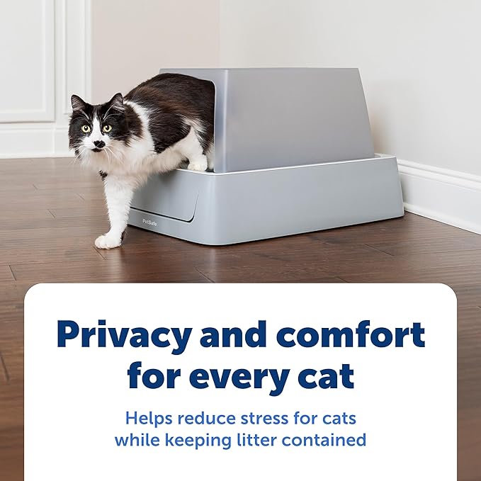 PetSafe ScoopFree Litter Box Privacy Cover - Convenient Potty Cover with Minimalist Cabin Design & Durable Construction - Removable Hood for Skittish Cats - Washable & Travel Friendly