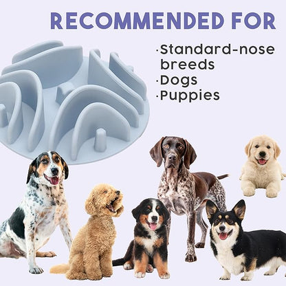 Awoo Great Vibes - Silicone Slow Feeder for Dog Bowls Over 5.5 Inches - Non-Slip, Wet and Dry Food-Compatible Pet Dish with Suction Cups - Extends Mealtime for Fast Eaters - Dishwasher Safe (Sky)
