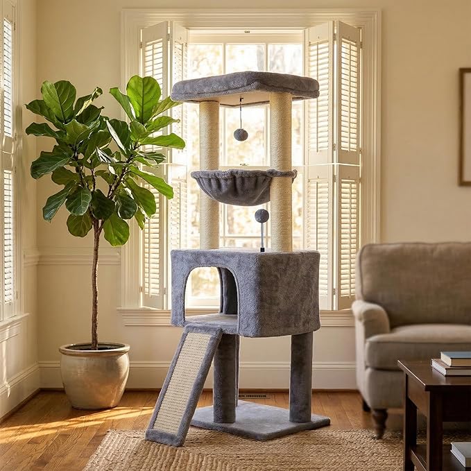 ROYPET Fashion Design 43.3" Cat Trees with Cat Houses,Grey