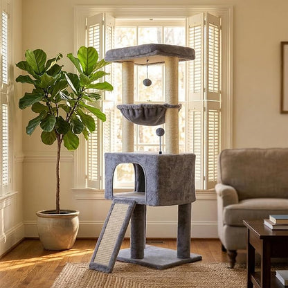 ROYPET Fashion Design 43.3" Cat Trees with Cat Houses,Grey