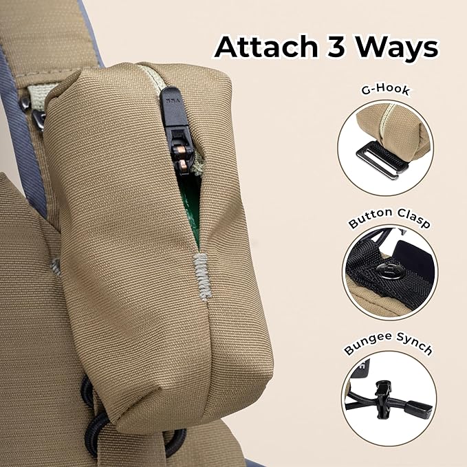Poo Pouch – Recycled Nylon Dog Waste Bag Holder with Reflective Accents & Modular Strap Attachment for Walks & Travel (Grove)