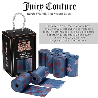 Juicy Couture Dog Poop Bag Palm Tree/Paw Print – Disposable Easy Tear Doggie Poop Bags, Heavy-Duty, Leak-Resistant, Unscented Dog Waste Bags Refill 9 x 12 Inches Dog Essentials