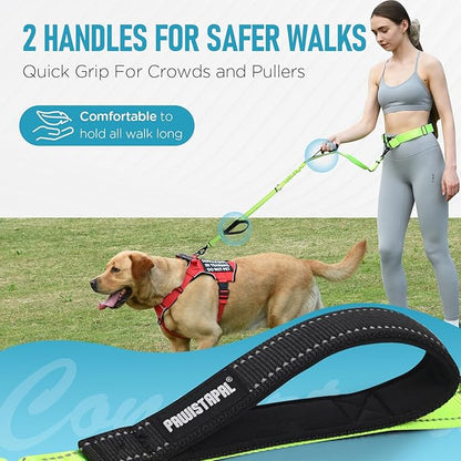 Hands Free Large Dog Leash, 6-8 FT Bungee Leash with Waist Belt for Dog Up to 150 lbs, Running Walking Jogging