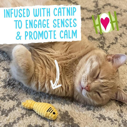 HuggleKats Cat Toys - Kitten Toys for Bored Indoor Cats, Perfect for Moving, Exercise, Biting & Chewing - Sardines (3 Pack)