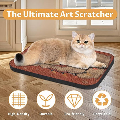 2 Packs Art Cat Wall-Mountable Scratching Board 16.7x11x1 Inch Cat Wall Scratch Pad and Scratcher for Indoor Cats Furniture Protector (Storybook Cat)