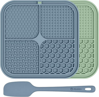 2 Pack Lick Mat for Dogs,Cats,Upgraded 8.5×8.5 inches Licking Mats with Suction Cups,Slow Feeder Licking Pad for Anxiety Relief and Boredom Reducer,Suitable for Dog Training Set 3