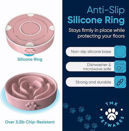 Slow Feeder Dog Bowls – Dog Bowl Slow Feeder – Microwaveable Dog Slow Feeder for All Breeds – Lead and BPA-Free Ceramic Pet Bowl – Pet Feeder for Fast Eaters