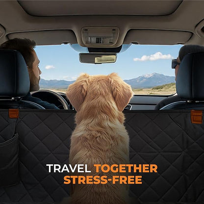 Dog Seat Cover For Back Seat – Heavy-Duty Dog Hammock For Car Seat Cover With Side Flaps – Waterproof, Scratch-Resistant, Non-Slip Dog's Car Seat Cover For Cars, Trucks & SUVs (Orange)