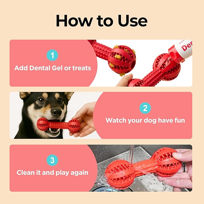 JAYU PET Toothbrush Toy Dog Chew Toy for Aggressive Chewers, Durable Dental Toy for Small & Medium Dogs, Teeth Cleaning Toy to Keep Them Busy, Remove Plaque & Tartar