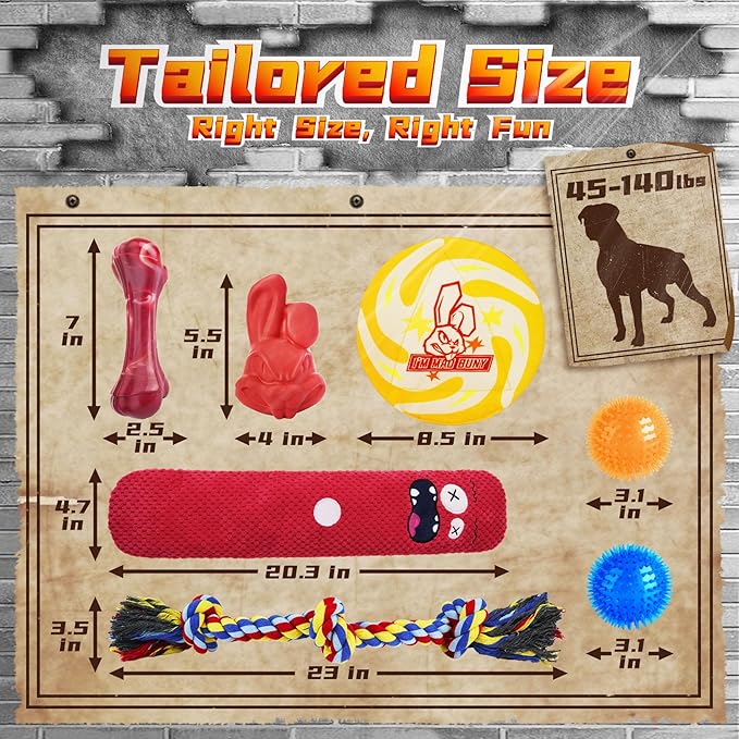 Long-Lasting Heavy Various Dog Chew Toys for Aggressive Chewers,9 Pack Indestructible Large Dog Toys Include Tug Chew & Rope Toys,Squeaky Toys for Medium&Large Breed(For Powerful Chewers-Mad Bunny）