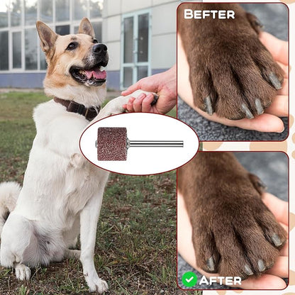 42 Pcs Pet Nail Grinder Replacement Kit with Grit Sanding Bands Pet Dog Nail Smoother Sanding Drum Set Pet Claw Grooming Supplies for Dog Claw Care (80#/120#)