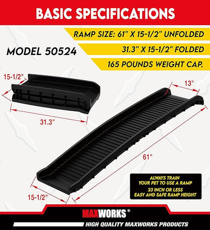 MaxWorks 50524 61" Portable Folding Pet Ramp, Black (Pack of 2)