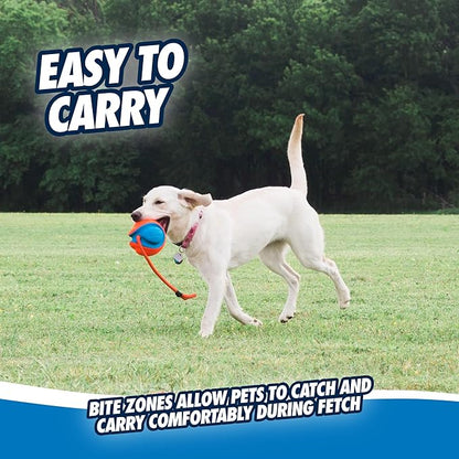 Chuckit! Rope Fetch Dog Toy - Ball on Rope Fetch and Tug-of-War Toy for Dogs - Durable EVA Rubber Construction - 5.5-inch Diameter - 18-inch Rοpe - Orange and Blue