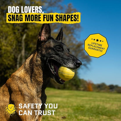 Virtually Indestructible Dog Ball - Lifetime Replacement - Tough Durable Chew Toy for Aggressive Chewers - Safe Non-Toxic Natural Rubber - Chew & Fetch - Med/Large Breed, 3"- Butter Scent