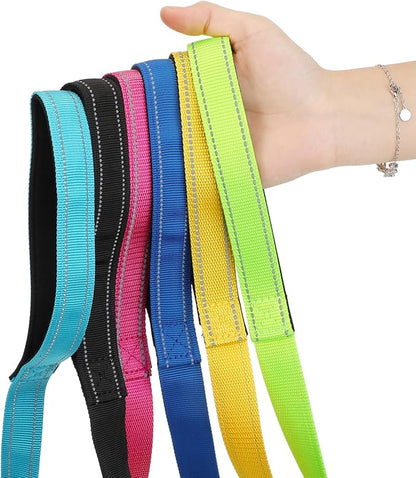 6 Pack 5 ft Nylon Dog Training Leashes Bulk for Medium and Large Dogs Heavy Duty Padded Handle Puppy Leash Traction Rope for Walking, Play, Camping