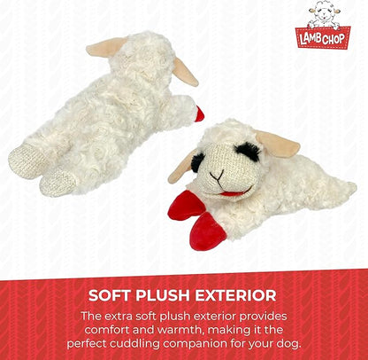 Multipet Lamb Chop Dog Plush Toy - Squeaky Toy for Small & Medium Dogs - Extra Soft Plush - Stuffed Animal for Cuddling & Playing (10",Cream,5 Squeakers),(Pack of 2)