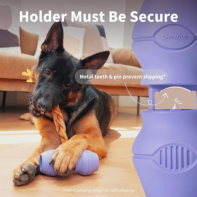 Chewise Bully Stick Holder, Improved Bully Sticks Holder, Ultimate Secure Heavy Duty, BPA-Free Safety Device to Prevent Choking, Fits Various Bully Sticks and Dog Sizes