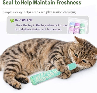 Catnip Toys for Cats, Kicker Style Cat Toys for Indoor Cats with Extra Strong Catnip, Interactive Cat Toys Set, Funny Plush Kitten Teething Toy for Cat Lovers(3 Pack)