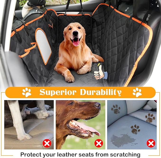 Dog Seat Cover for Tundra/Tacoma/Silverado/Nissan Frontier, 4-in-1 600D Scratchproof Pet Seat Cover Waterproof Dog Hammock Backseat Protection for Trucks (X-Large (60" W x 64" L))