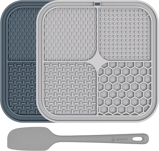 2 Pack Lick Mat for Dogs,Cats,Upgraded 8.5×8.5 inches Licking Mats with Suction Cups,Slow Feeder Licking Pad for Anxiety Relief and Boredom Reducer,Suitable for Dog Training Set 10
