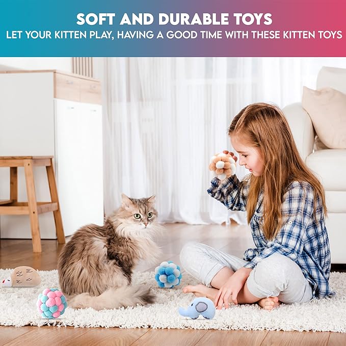 9 Pack Catnip Toys for Cats – Interactive Cat Toys for Indoor Cats & Kittens, Variety Bundle with Plush Animals & Catnip Balls, Fun Kitten Enrichment Toys Set