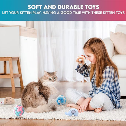 9 Pack Catnip Toys for Cats – Interactive Cat Toys for Indoor Cats & Kittens, Variety Bundle with Plush Animals & Catnip Balls, Fun Kitten Enrichment Toys Set