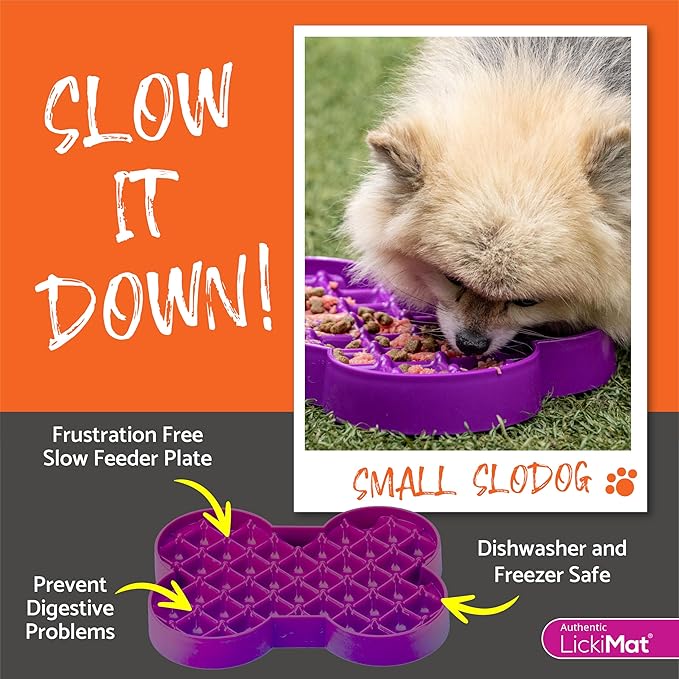 LickiMat Small Slodog Suitable for Wet Food, Raw Food, Kibble and Treats. Perfect Feeder for Small and Medium-Sized Dogs. No Gulp and No Frustration. (Pink)
