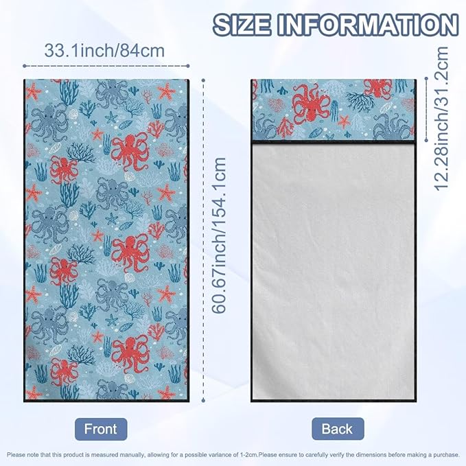 SEANATIVE Cute Octopuses Car Cushion Towels Absorbent Towel for Car Seat Scratch-Resistant Automotive Seat Covers Breathable Sweat Towels for Yoga & Hot Weather Driving
