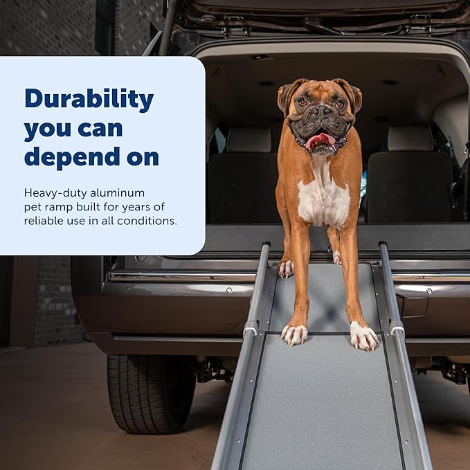 PetSafe Happy Ride Compact Telescoping Dog Ramp - Portable Pet Ramp for Cars, Trucks & SUVs with Adjustable Sizing - Non-Slip Design - Lightweight Pet Mobility Assistance - Compact