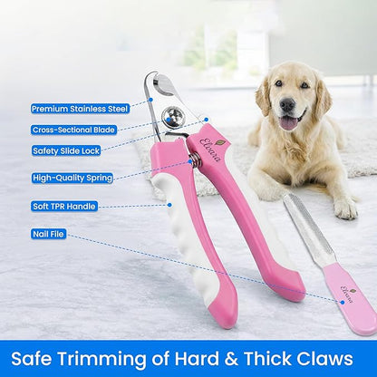 Dog Nail Clippers and Cat Nail Clipper Set with Light—Safe, Easy, and Precise Grooming Tool for Dogs, Cats, Puppies, and Small Pets (Blue)