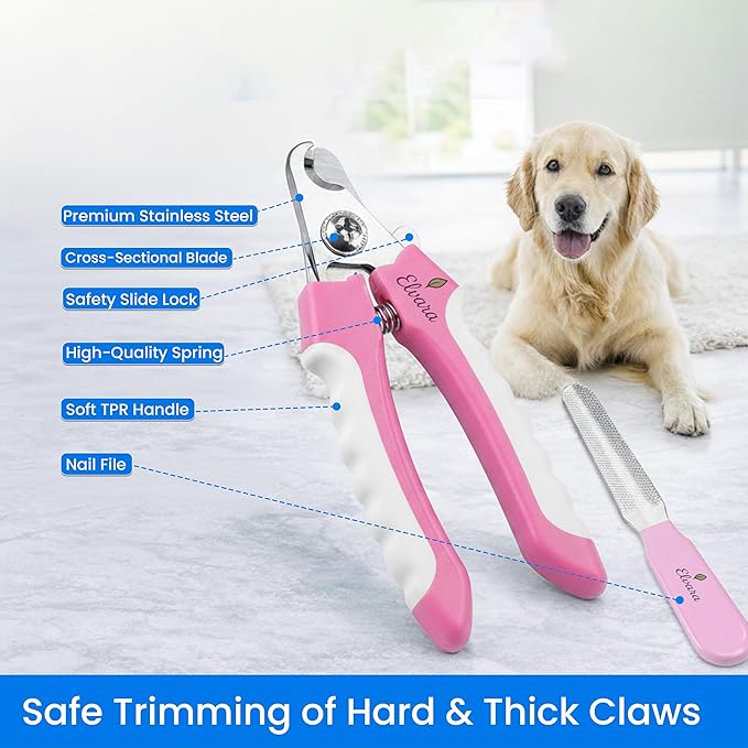 Dog Nail Clippers and Cat Nail Clipper Set with Light—Safe, Easy, and Precise Grooming Tool for Dogs, Cats, Puppies, and Small Pets (Green)