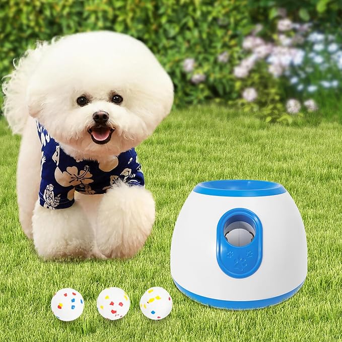 Automatic Dog Ball Launcher, Dog Ball Thrower Launcher with 3 Balls Sizing 2 Inch Interactive Balls Launchers for Dogs with Adjustable Distance Settings 10-30ft for Indoor Backyards Parks