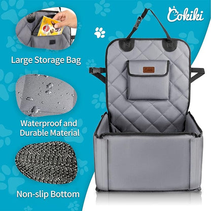 Dog Car Seats for Small Dogs,Detachable Foldable Dog Booster Under 28lbs, Pet Cat Car Seat Travel Bed with Adjustable Straps and Storage Pockets (Grey)