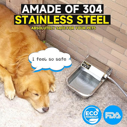PETTEN Automatic Water Dispenser for Dogs,3L/1Gal Stainless Steel Water Bowl Dispenser Kit, Auto-Filling Fresh Water for Pets/Livestock Outdoor, Fits GHT Male 3/4" Faucet.