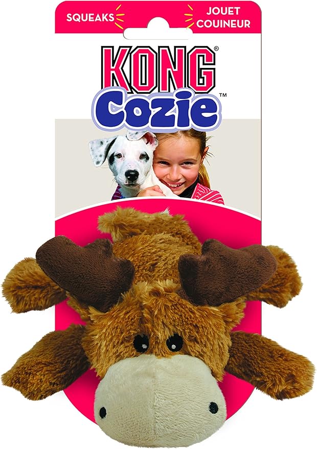 KONG - Cozie Marvin Moose - Indoor Cuddle Squeaky Plush Dog Toy - for Medium Dogs…