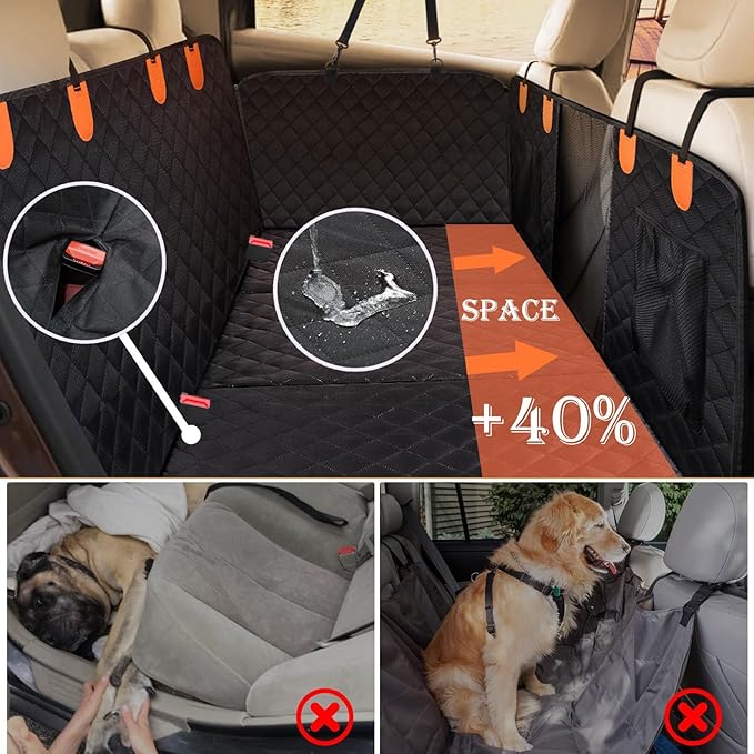 Back Seat Extender for Large Dogs, Dog Car Seat Cover Hard Bottom Holds 400lbs, Sturdy Backseat Extender for Dogs, Waterproof Dog Hammock for Dog, Car, SUV, Truck