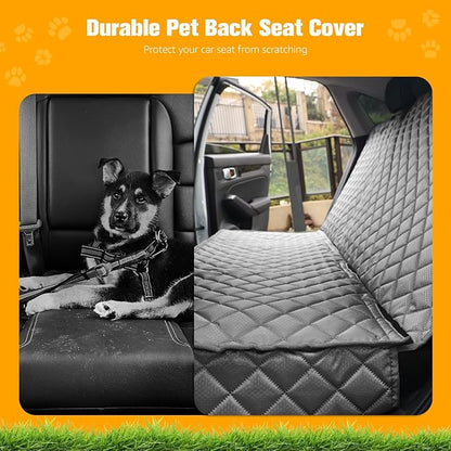 PETICON Waterproof Scratchproof Pet Bench Seat Covers for Cars, SUVs, Nonslip Durable Back Seat Cover for Dogs, Washable Backseat Protection, Gray