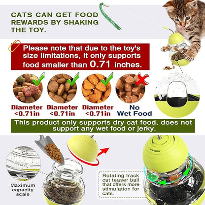 TLKNG Cat Toy for Indoor Cats Wobble Treat Dispenser Ball Kitten Food Dispenser & Puzzle Feeder Balls & Enrichment Toys & Mental Stimulation Interactive Brain Game