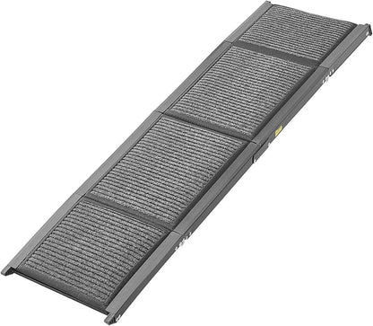VEVOR Dog Ramp for Cars, 63" L x 17" W, Folding Pet Ramps for Medium & Large Dogs up to 250lbs, Pet Stair Ramp with Non-Slip Felt Rug Surface, Portable Outdoor Dog Car Ramps for SUV & Truck