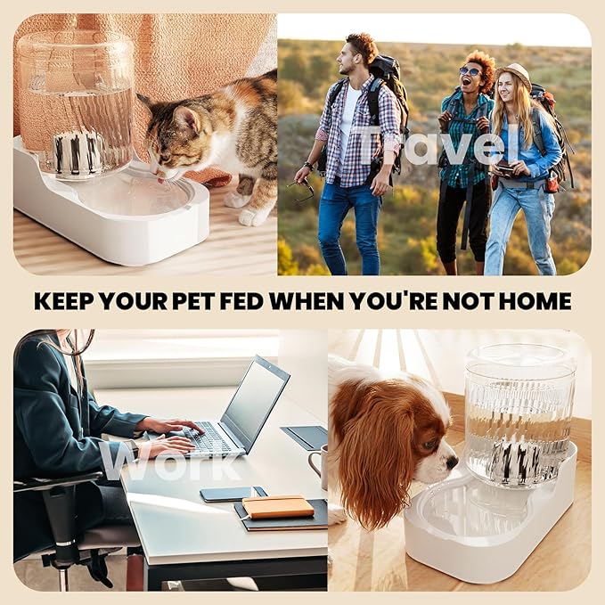 JUNSPOW Automatic Cat Water Dispenser, Dog Water Bowl Dispenser Adjustable Water Dispensing, Auto Pet Waterer for Cats and Dogs (Bowl not Included)