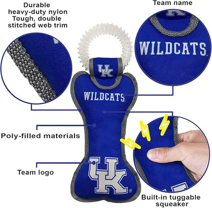 Pets First NCAA Kentucky Wildcats Dental Dog TUG Toy with Squeaker. Tough PET Toy for Healthy Fun, Teething & Cleaning Pets Teeth & Gum
