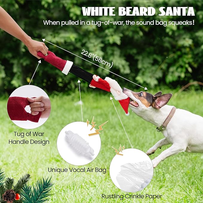 Nocciola 4 Pack Christmas Dog Toys, Interactive Crinkle Dog Squeaky Toys, Plush Dog Toys for Christmas, Christmas Toys for Puppy Small Medium Large Dogs & Aggressive Chewers
