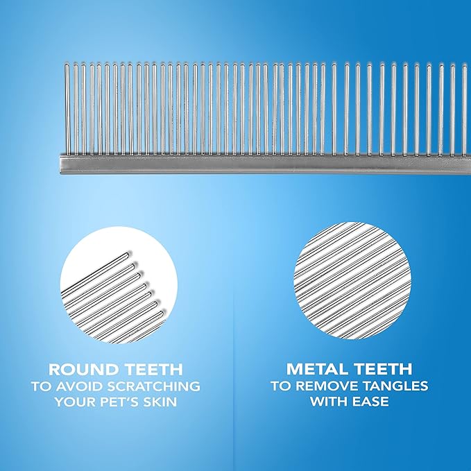 Wahl Metal Pet Comb, Stainless Steel Dog and Cat Comb, Rust Resistant Comb, Grooming Tools for Dogs, Fur Detangling Tool for Pets, Metal Combs for Thick Coats