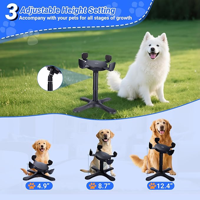 Dog Bowls,Elevated Adjustable Dog Bowl Stand with 3 Heights & Tilted Feeding Design, Raised Stand Compatible with Medium & Large Breeds(2 Pack) Black