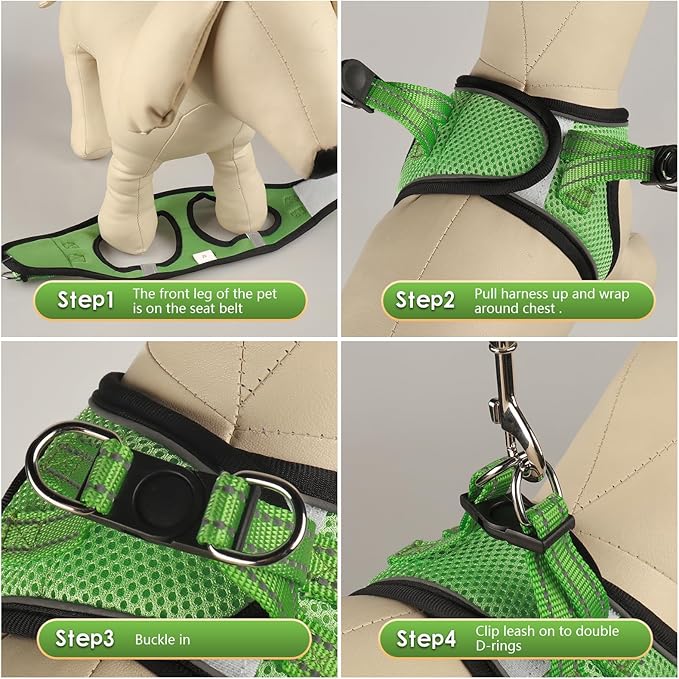 YIMEIS Dog Harness and Leash Set, No Pull Soft Mesh Pet Harness, Reflective Adjustable Puppy Vest for Small Medium Large Dogs, Cats (Grass Green, Medium (Pack of 1)