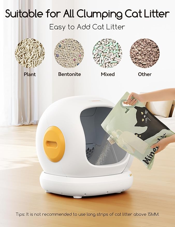 MeoWant Self-Cleaning Cat Litter Box, 75L Extra Large Open Automatic Cat Litter Box for Multi Cats, Integrated Safety Protection/APP Control/Odor Removal Smart Box with Mat & Liner