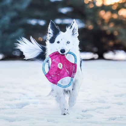 ZippyPaws Rope Gliderz - Durable Outdoor Dog Frisbee Toy, Soft Pet Flying Disc for Beach & Pool, Interactive Frisbee for Fetching, Made of Tough Mountain Climbing Rope - Magenta